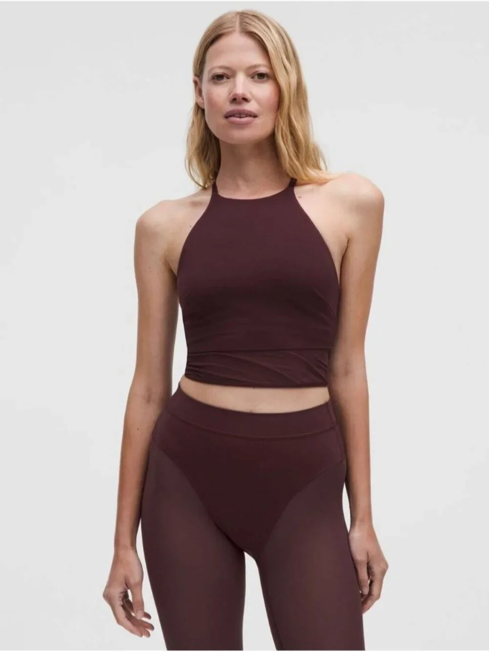 Lululemon Nulu High-Neck Mesh-Hem Tank Top B/C Cup Goodnight Plum